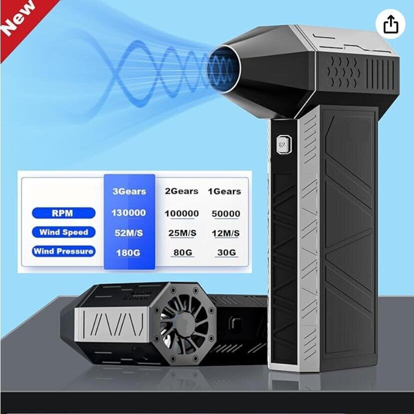 Sähköinen pölynkerääjä - Paineilman pölynkerääjä 130 000 RPM, 3 nopeuden säädettävä kuivapuhallin, ulkokäyttöön, autoihin, kotiin. (Musta) hinta ja tiedot | Pölynimurit | hobbyhall.fi