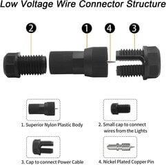 20 kpl pienjännitejohto, ulkomaisemavalaistuksen virtajohdon liitin, 12-20 AWG maisemapolkuvaloihin ja muihin ulkokäyttöön tarkoitettuihin kohdevaloihin, musta hinta ja tiedot | Koteloiden lisätarvikkeet | hobbyhall.fi