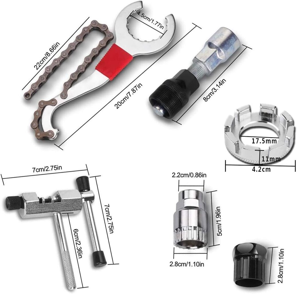 6 kpl kestävä monitoiminen polkupyörän kasetin poistotyökalu Polkupyörän korjaustyökalusarja kampiketjun akselin irrotukseen hinta ja tiedot | Käsityökalut | hobbyhall.fi