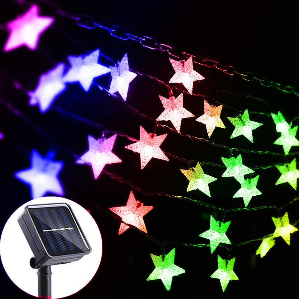 Solar Star String Lights Outdoor Aurinkoenergialla toimivat valot Tuikkivat keijuvalot puutarhan nurmikolle patiolle maisema Joululomakoristeet hinta ja tiedot | Joulukuuset ja kranssit | hobbyhall.fi