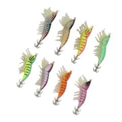 8 kpl Shrimp Lures Luminous Silicone Realistic Sound Beads Shrimp Baits for Squid Octopus 3.0 hinta ja tiedot | Kalanrehu | hobbyhall.fi