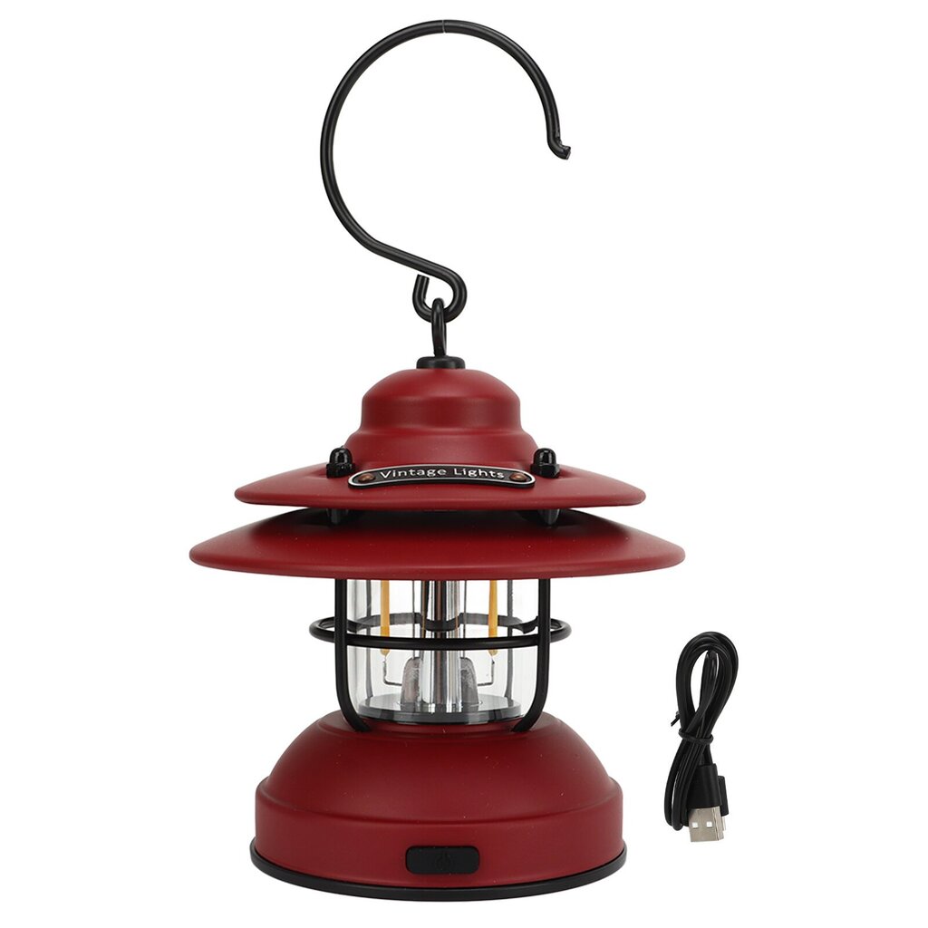 Vintage Camping Lyhty IPX4 Vedenpitävä 35?100lm LED Kannettava Retro riippuva retkeilylyhty Outdoor Camping Matte Red hinta ja tiedot | Retkilamput | hobbyhall.fi