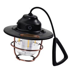 Ladattava LED Camping Lyhty Retro kannettava telttalamppu Outdoor Picnic Ambience Light Black hinta ja tiedot | Retkilamput | hobbyhall.fi