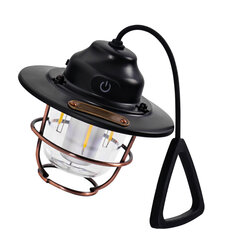 Ladattava LED Camping Lyhty Retro kannettava telttalamppu Outdoor Picnic Ambience Light Black hinta ja tiedot | Retkilamput | hobbyhall.fi