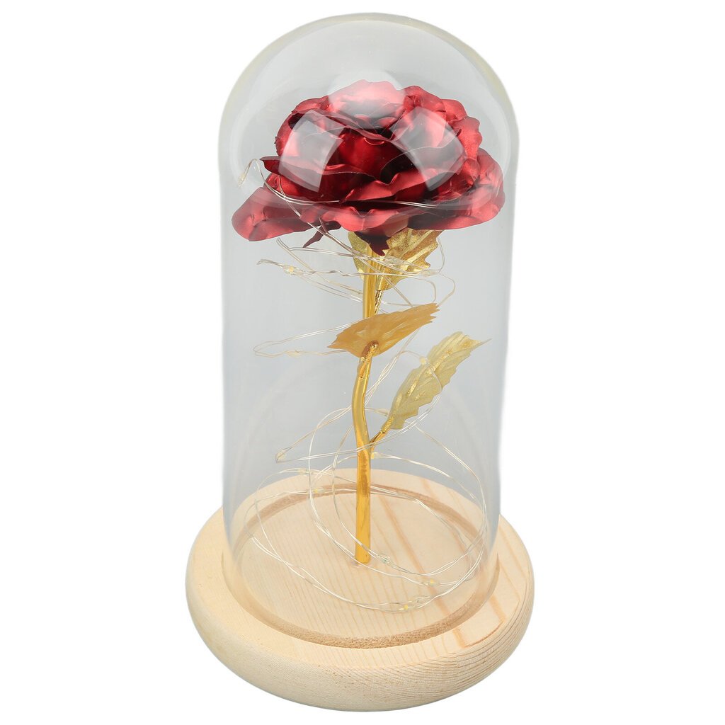 Rose in Glass Dome Onnekas kaunis symboliikka Romanttinen Lumottu ruusu Romanttiset lahjat LED-valolla ystävänpäiväksi Kultalehti Ruusunpunainen hinta ja tiedot | Retkilamput | hobbyhall.fi