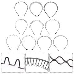10 Kpl Hiusnauhat Miesten Metalliset Hiusnauhat Kierrehiusnauha Musta Metallipäänauha Wave-Hiusnauha Miesten hinta ja tiedot | Hiustarvikkeet | hobbyhall.fi