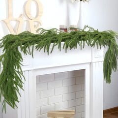 kpl Norfolkin keinotekoiset mäntyseppeleet, Real Touch Winter Pine Garland, vihreä keinotekoinen viherseppele pöytään, vaippaan, seinään, sisätiloihin, ulkona joulukoristeisiin (2, 6 FT) hinta ja tiedot | Joulukuuset ja kranssit | hobbyhall.fi