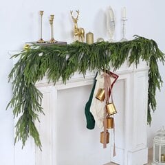 9FT Real Touch Norfolk Pine Garland - Keinotekoinen jouluseppele Vihreä pitkä tekomäntyseppele loma-ikkunaan Takkavaippa sisätilojen ulkokäyttöön hinta ja tiedot | Joulukuuset ja kranssit | hobbyhall.fi