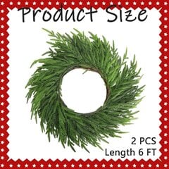 2kpl Christmas Norfolk Pine Garland - 6 Ft Dense Real Touch Pine Garland Ornament - Realistinen keinotekoinen mänty viherkasvi seppeleet joululomalle Vaippa takkapöytä kodin sisustus hinta ja tiedot | Joulukuuset ja kranssit | hobbyhall.fi