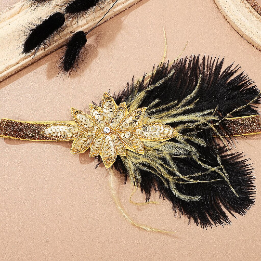 Flapper-Pääpanta Vintage Plume Headpiece -Juhla Häät, Roaring 20S Naisten Puku hinta ja tiedot | Hiustarvikkeet | hobbyhall.fi