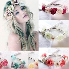 1 Kpl Fashion Bohemian Photography Garland Kangas Kukkainen Pääpanta Häähiustarvike Morsiusneitolle (Valkoinen) hinta ja tiedot | Hiustarvikkeet | hobbyhall.fi