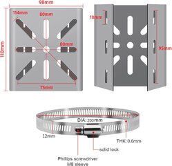 Universaali pystysuora pylväskiinnike turvakameran kiinnike, 3 silmukkaa ruostumattomasta teräksestä valmistettu kulmakiinnike, napakiinnike sopii CCTV-kameroihin (200 mm) hinta ja tiedot | Valvontakamerat | hobbyhall.fi