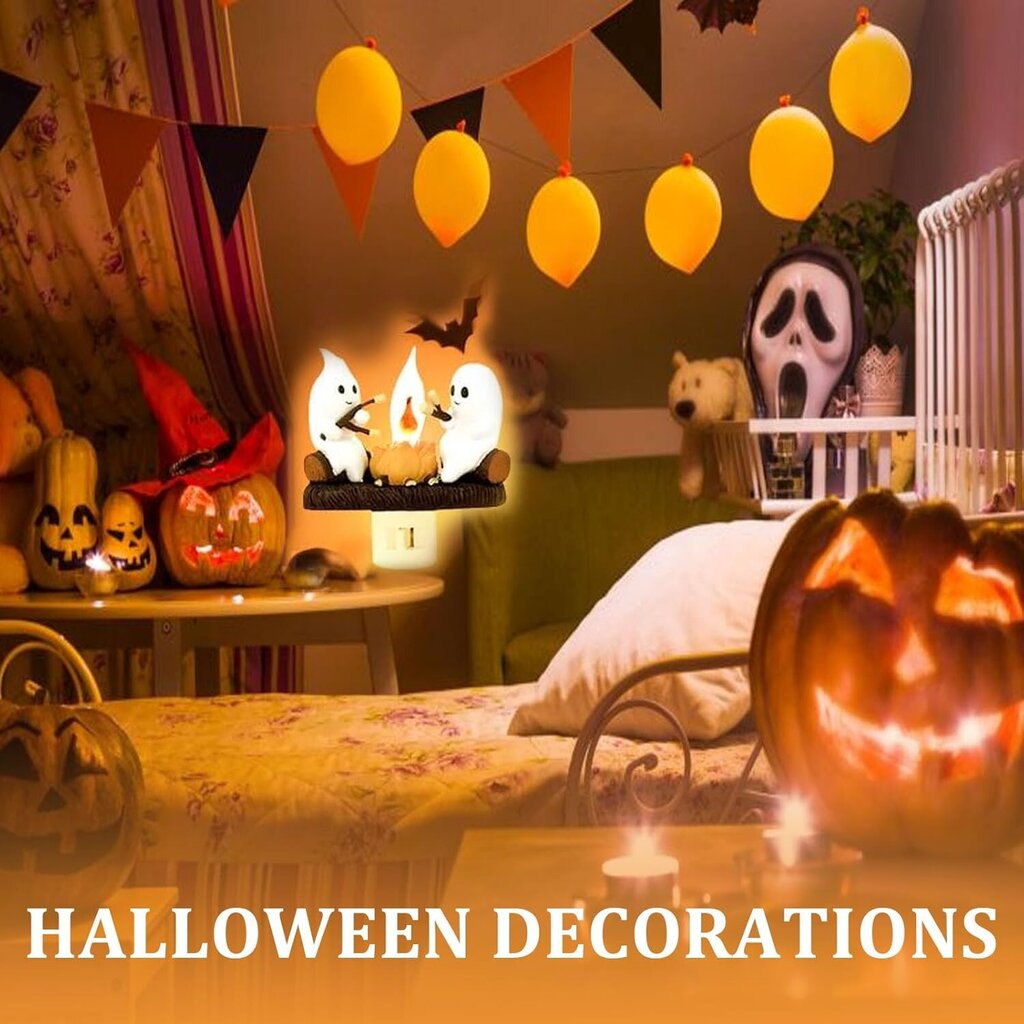 Halloween Ghost Campfire -yövalo, Halloween Ghost Pumpkin -yövalo hämärässä LED-lampulla, Halloween-huonekoristeet hinta ja tiedot | Tuuletinvalaisimet | hobbyhall.fi