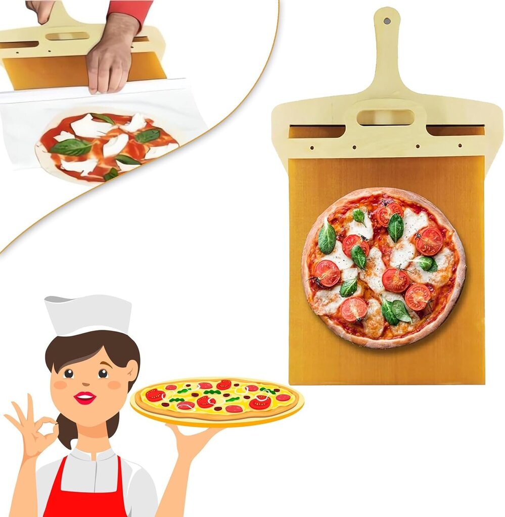 Liukuva pizzakuori, Pizzan kuori, Pizza Peel Transfer, Pizza Pie Snacks, Pizza Mela irrotettavalla kahvalla, Pizzalapa uuneihin sisä- ja ulkotilojen grillaukseen hinta ja tiedot | Keittiökalusteiden lisätarvikkeet | hobbyhall.fi