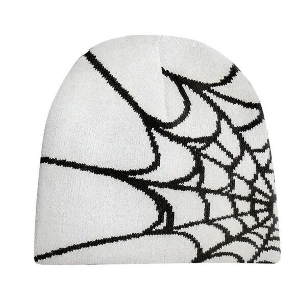 (One Size-White)Y2K Gothic Spider Pattern Villa Akryyli Neulottu Hattu Naisten Pipo Talvi Lämpimät Pipot Miehet Grunge Hip Hop Rento Skullies Outdoor hinta ja tiedot | Naisten päähineet | hobbyhall.fi