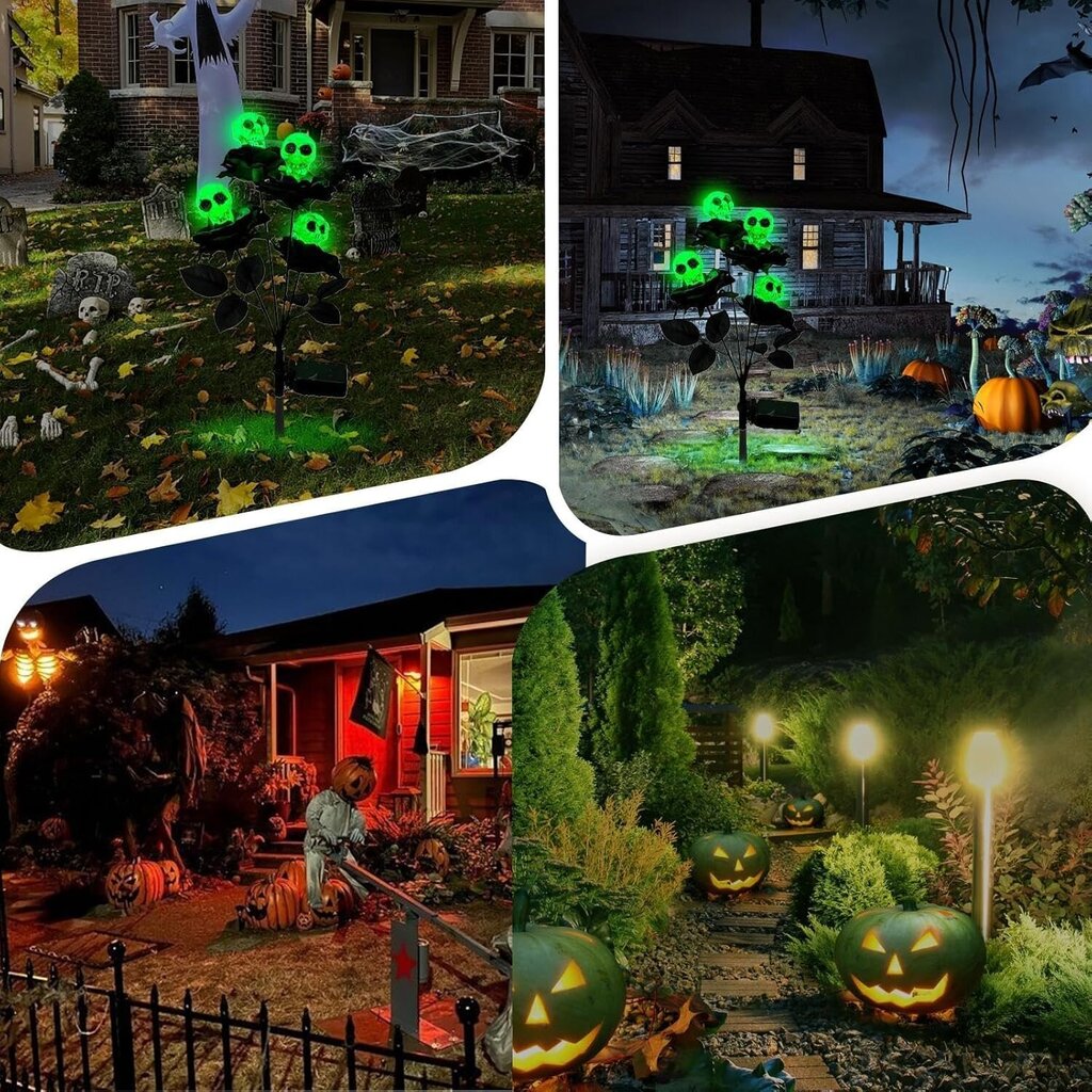 2 kpl Solar Halloween Lights | Green Rose Skull Cemetery -pylväsvalot | Spooky Skull Outdoor -pylväsvalot, Spooky Halloween -koristevalot puutarhoihin ja pihoihin hinta ja tiedot | Koristeet ja tarrat | hobbyhall.fi