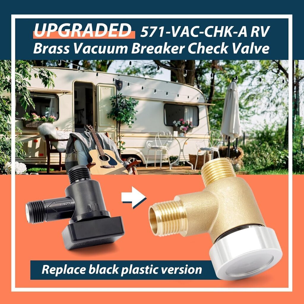 RV Brass Takaiskuventtiili, 571-VAC-CHK-A, RV Trailer Valve, Black Water Tank System B&B takaiskuventtiilin vaihtomalli 571 1/2 DN hinta ja tiedot | Turvajärjestelmien tarvikkeet | hobbyhall.fi