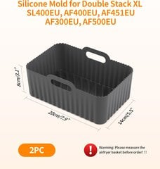 4 kpl tarvikkeet, ilmakeittimeen silikonimuotti Double Stack XL SL400EU, Foodi Max AF500EU, AF400EU, AF451EU, AF300EU, 7,6-10,4 L rasvakeittimeen, keittiöastia hinta ja tiedot | Keittiökalusteiden lisätarvikkeet | hobbyhall.fi