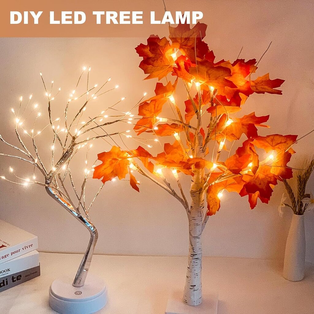 24LED Red Maple Tree Lamp (60cm), monipuolinen LED-puuvalo, USB-paristokäyttöinen joulukuusenvalo olohuoneeseen, kotiin, syksyn sisustus - täydellinen Halloweeniin, jouluun hinta ja tiedot | Koristeet ja tarrat | hobbyhall.fi