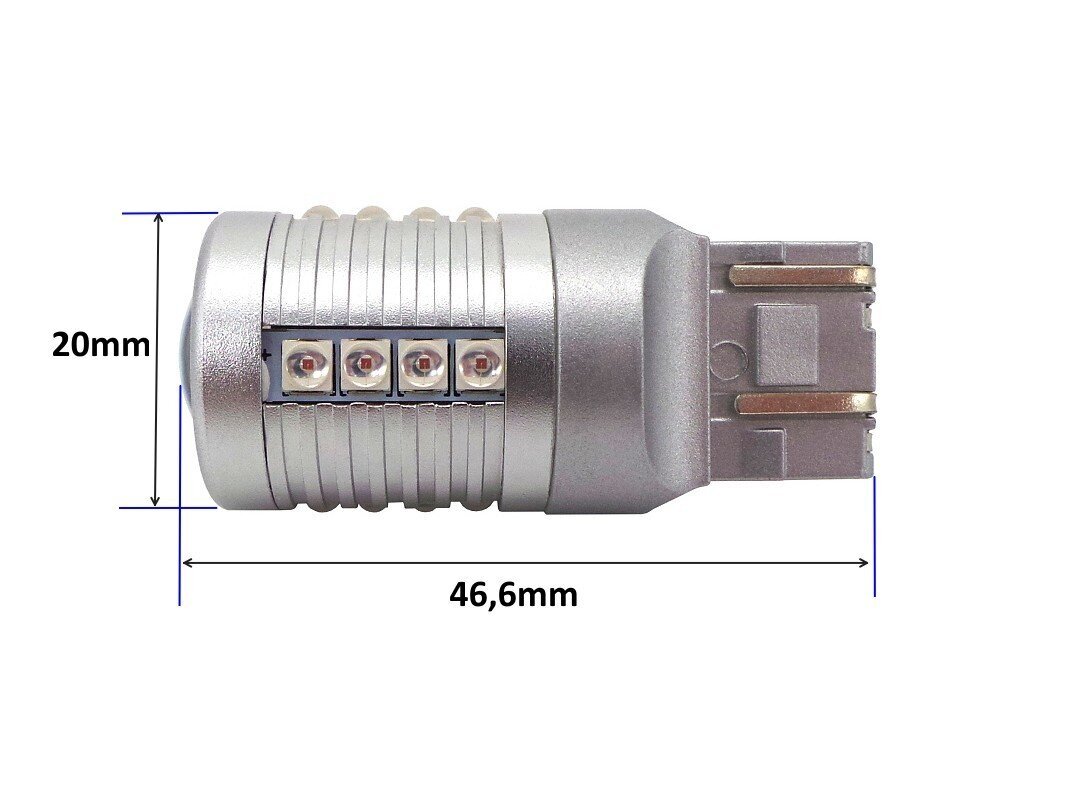 W21/5W LED-lamppu 7443 12-24V Canbus, 2000lm punainen, 1 kpl. hinta ja tiedot | Polttimot | hobbyhall.fi