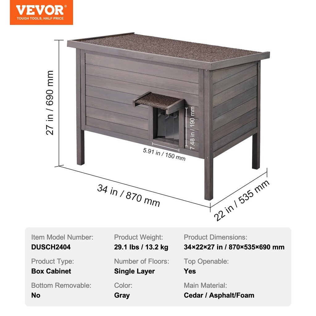 Puiset ulkokissan talot Vevor, 870x535x690 mm hinta ja tiedot | Raapimispuut ja kiipeilypuut | hobbyhall.fi