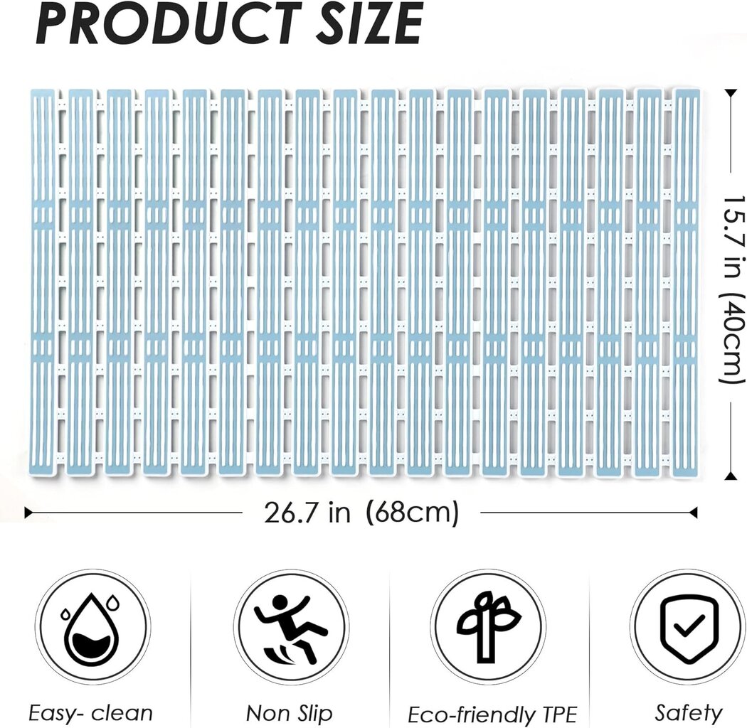 Liukumaton kylpyhuonematto, pitkä taitettava, suihkuhuone, paininesto/60*48 cm, sininen ja valkoinen imukuppimatto hinta ja tiedot | Kylpyhuoneen sisustus | hobbyhall.fi