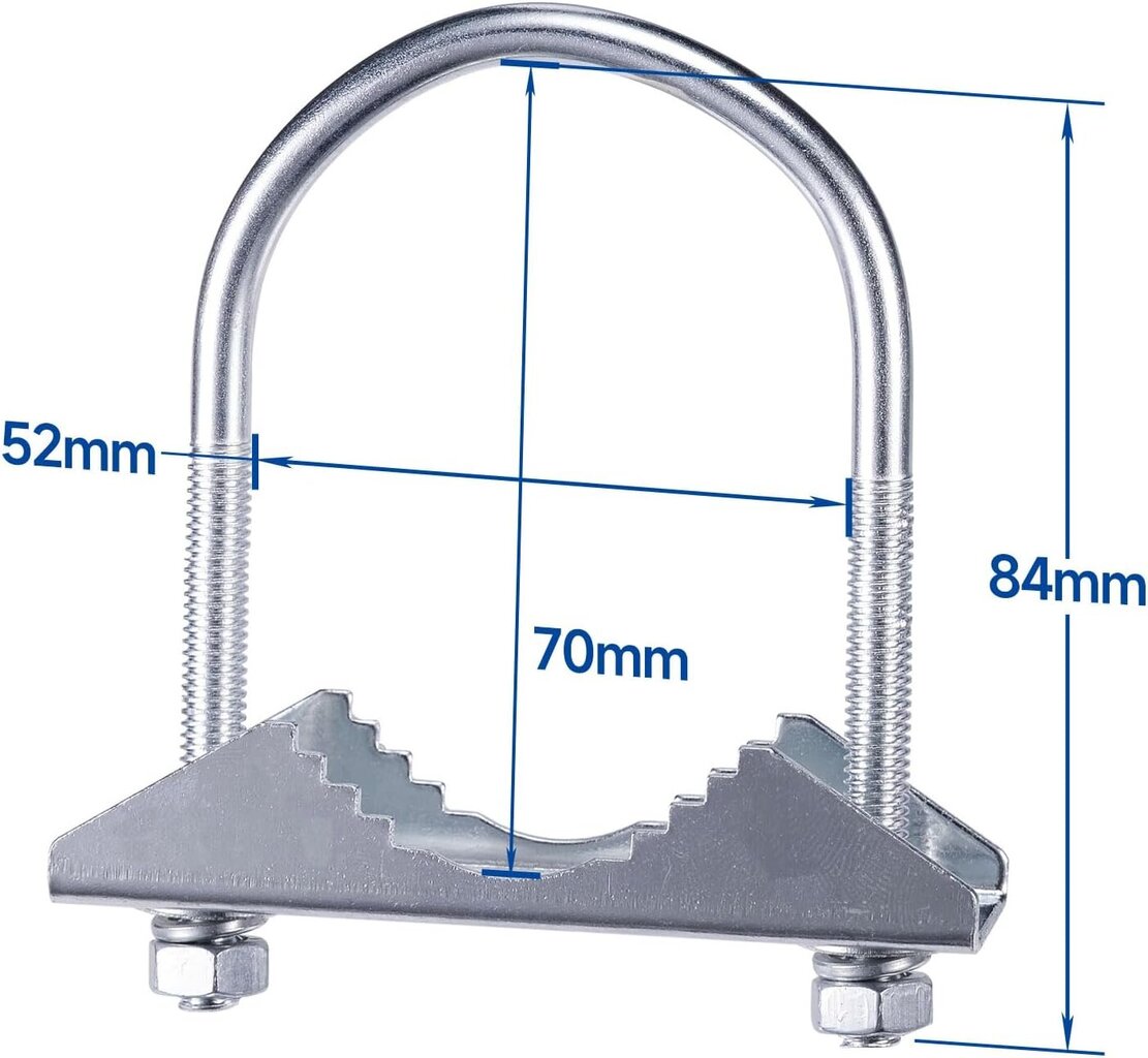 Kiinteä antennin kiinnitysteline korroosionesto-U-puristin (2 kpl) ulkokäyttöön Starlink/Lora/Helium Miner/WiFi/4G LTE/Ham Radio/TV-antenni hinta ja tiedot | TV-antennit | hobbyhall.fi