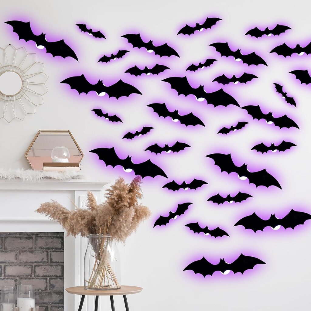 36 kpl 3D LED-lepakko-seinätarrat Halloween-sisustus, 4 eri kokoa, irrotettavat PVC-seinätarrat, sisäikkunan sisustukseen, juhlatarvikkeita hinta ja tiedot | Joulukoristeet | hobbyhall.fi