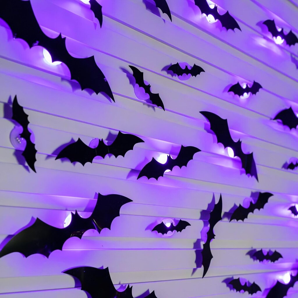 36 kpl 3D LED-lepakko-seinätarrat Halloween-sisustus, 4 eri kokoa, irrotettavat PVC-seinätarrat, sisäikkunan sisustukseen, juhlatarvikkeita hinta ja tiedot | Joulukoristeet | hobbyhall.fi