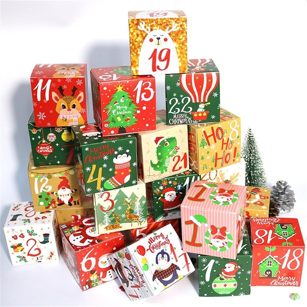 24 Pack Christmas Countdown -lahjarasia 2024 - 24 päivän lähtölaskentakalenteri aikuisille ja lapsille - Luo ja täytä oma hinta ja tiedot | Joulukoristeet | hobbyhall.fi