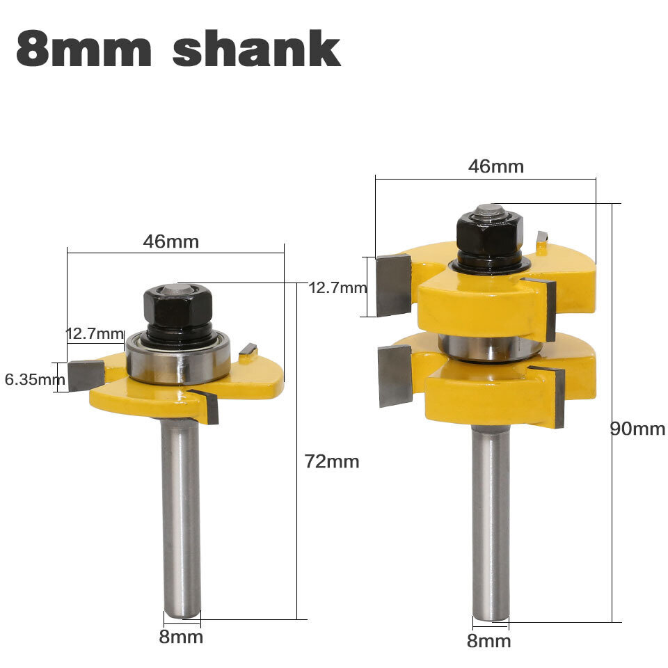 2-osainen kieleke-ura-iskuveitsisarja 8-kahvainen 3-kärkinen T-varsi veitsisarja 8 mm T-varren muotoinen puuntyöstötyökalu hinta ja tiedot | Ruohotrimmerit | hobbyhall.fi