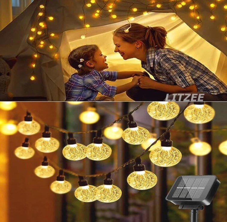 Outdoor Solar Fairy Lights 12M 100 LED lämmin valkoinen Fairy Lights 8 tilalla ja vedenpitävä IP65 koristelamppu ihanteellinen kotiin, puutarhaan, festivaaleille, joulukuuselle hinta ja tiedot | Tuuletinvalaisimet | hobbyhall.fi