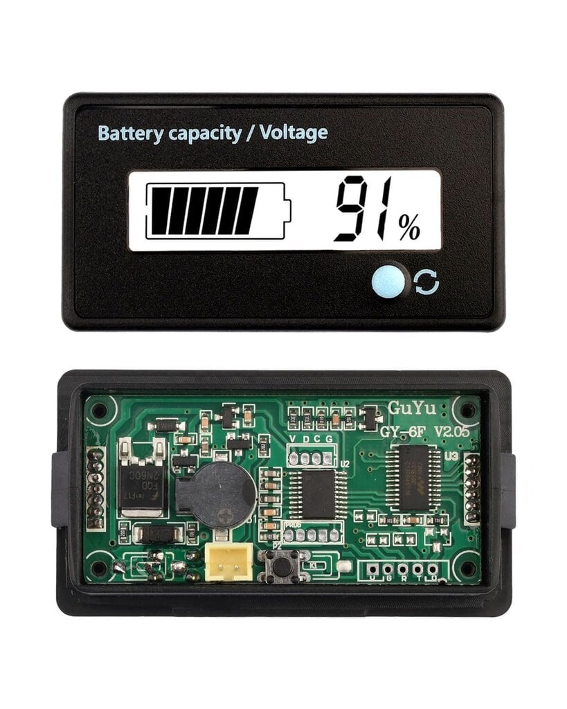 Akun kapasiteetin jännitemittari hälytyksellä DC 12V 24V 36V 48V 72V lyijyhappo- ja litiumioniakkumonitori (vihreä) hinta ja tiedot | Koteloiden lisätarvikkeet | hobbyhall.fi