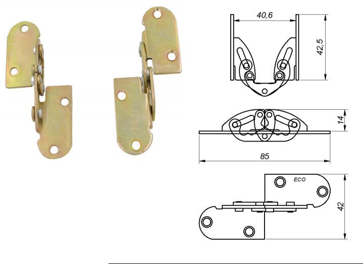 Oven sarana 2 kpl Monitoiminen sarana 180 asteen ruokapöytä Piilotettu kokoontaitettava sarana Toimistokalusteiden laitteisto - 25mm oven sarana (koko: 18mm) hinta ja tiedot | Muut huonekalutarvikkeet | hobbyhall.fi