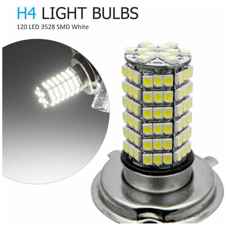 2X H4 Xenon Lamppu 120 LED 3528 SMD Ajovalo Hi/Lo Beam Polttimo Valkoinen hinta ja tiedot | Sähköiset lisätarvikkeet | hobbyhall.fi