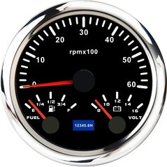 (BS 6000 RPM) Vedenpitävä IP67 3 IN 1 85 mm mittari 7 värivalo 3000/6000 rpm kierroslukumittari + polttoainemittari + volttimittari auton veneeseen 12 V 24 V hinta ja tiedot | Moottorin varaosat | hobbyhall.fi