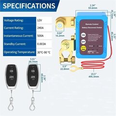 12 V akun katkaisija, 240 A akun katkaisukytkin, auton akun katkaisukytkin, automaattinen sammutuskytkin autolle, veneelle, matkailuautolle, mönkijälle, kuorma-autolle hinta ja tiedot | Sähköiset lisätarvikkeet | hobbyhall.fi