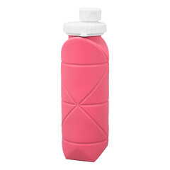 600 ml kokoontaitettava vesipullo elintarvikelaatuinen silikoni, vuototiivis, kevyt matkavesipullo kuntosalille Camping Sports Pink hinta ja tiedot | Retkiastiat | hobbyhall.fi