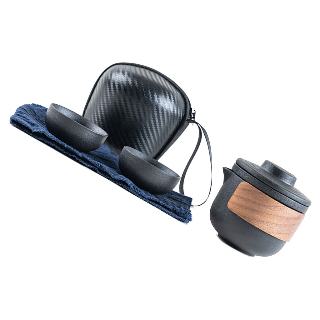 Travel Teesetti Kannettava Anti Burn Keraaminen Teekannu Infuser setti ulkokäyttöön säilytyspussilla Black Pot 2 kupilla hinta ja tiedot | Retkiastiat | hobbyhall.fi