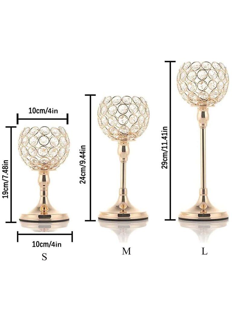 Kristalliset kynttilänjalat ruokapöydän keskiosan sisustukseen, 3 kokoa kynttilänjalka, kultainen jouluksi, juhliin, lomaan, kodin sisustukseen (4 tuuman iso kynttiläkulho) - kultaa hinta ja tiedot | Jouluvalot | hobbyhall.fi