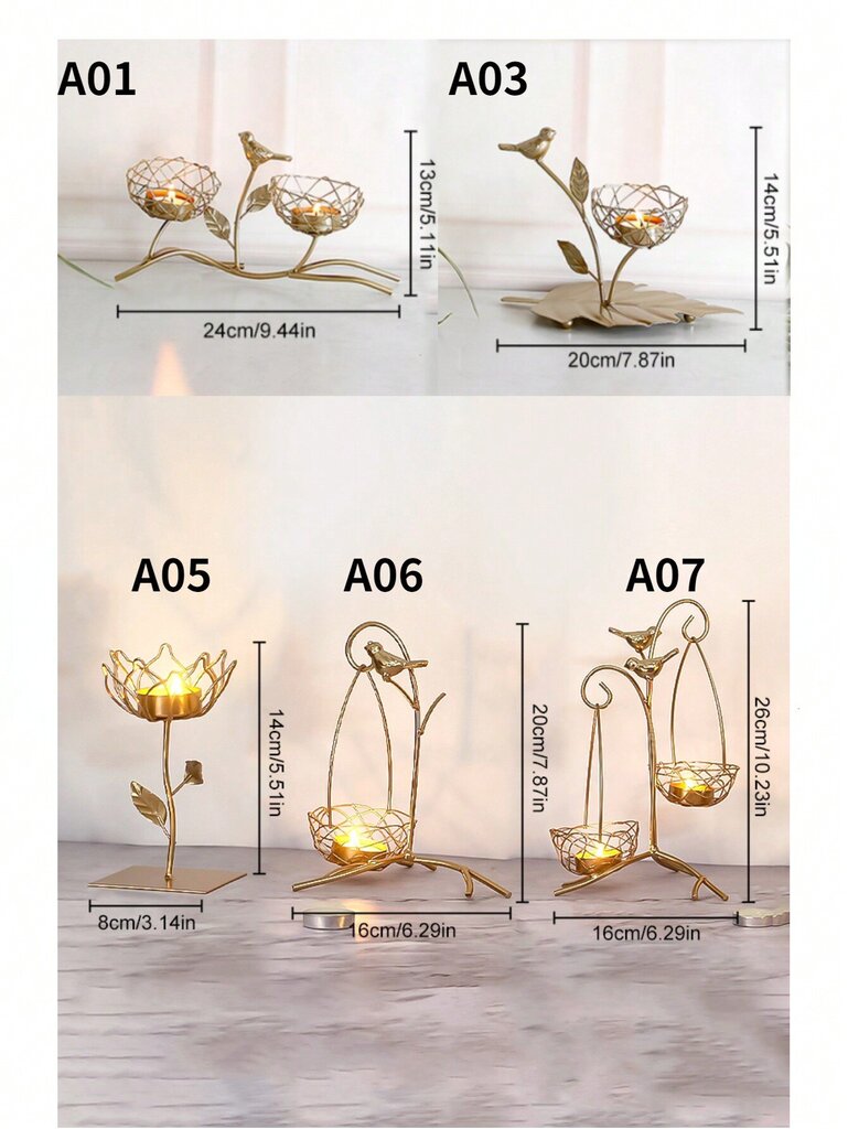 1 kpl Hieno lintujen koristeellinen rautainen kynttilänjalka, eurooppalaistyylinen kultainen kynttilänjalka, kodin sisustukseen, ruokapöytään, ravintolaan, hotelliin, juhlakoristeisiin, joulukoristeisiin - monivärinen hinta ja tiedot | Jouluvalot | hobbyhall.fi