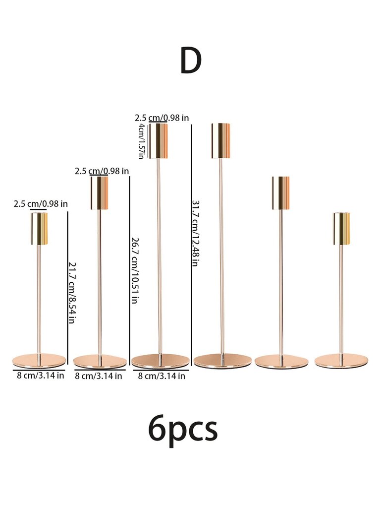 6 kpl joulun syntymäpäivä hääkoristelu kultainen metallikynttilänjalka, Pohjois-Eurooppa moderni luksus monipitkät sauvat pitkät kynttelikkö-kulta hinta ja tiedot | Jouluvalot | hobbyhall.fi