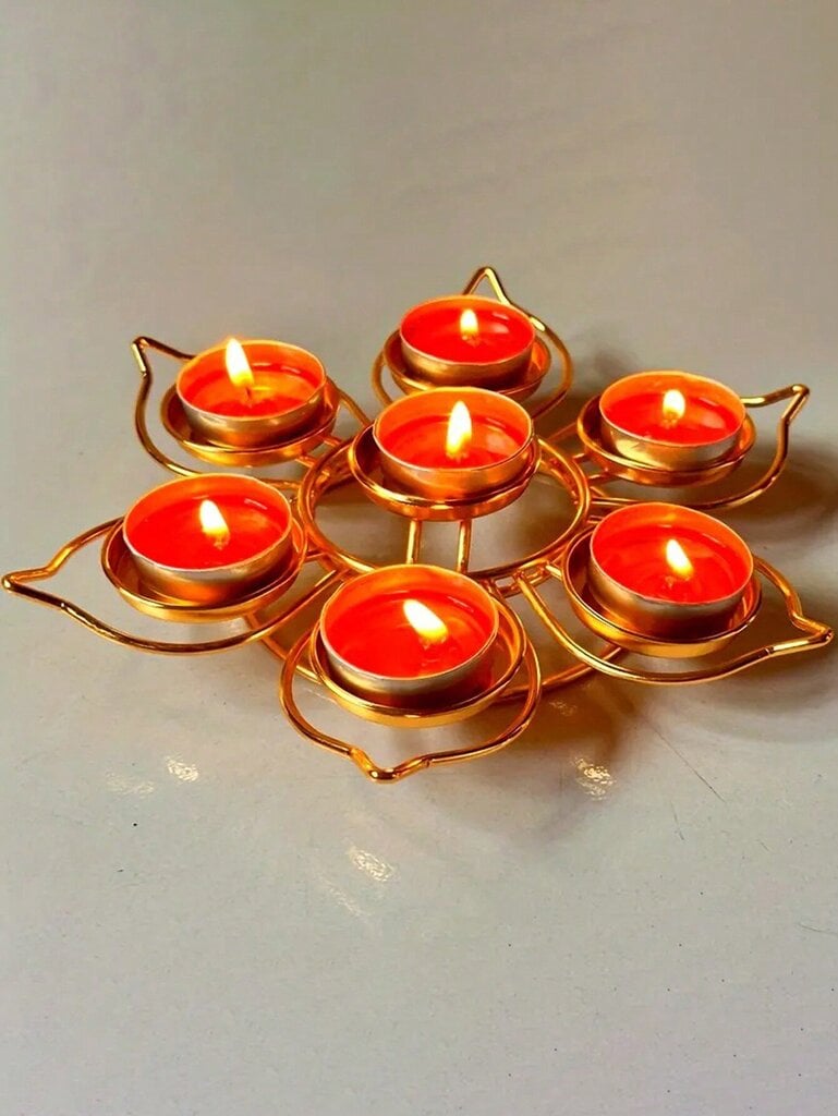 1kpl/2kpl/3kpl 7-tähden Plum Blossom Tea Light -kynttilänjalat - Metalliset pöytäkynttilätelineet, Joulun/Halloweenin/Pääsiäisen/uudenvuoden lomasisustus, 7-reikäiset lootuskuvioiset teevalokynttilänjalat - Moniväriset hinta ja tiedot | Jouluvalot | hobbyhall.fi