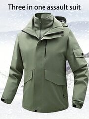 1 setti miesten ulkovaellus urheilu tuulenpitävä vedenpitävä lämmin grafeenilämmitetty 3-in-1 irrotettava hupullinen Softshell-takki ja fleecetakki Kaksiosainen puku-armeijan vihreä-M hinta ja tiedot | Miesten kerrastot | hobbyhall.fi