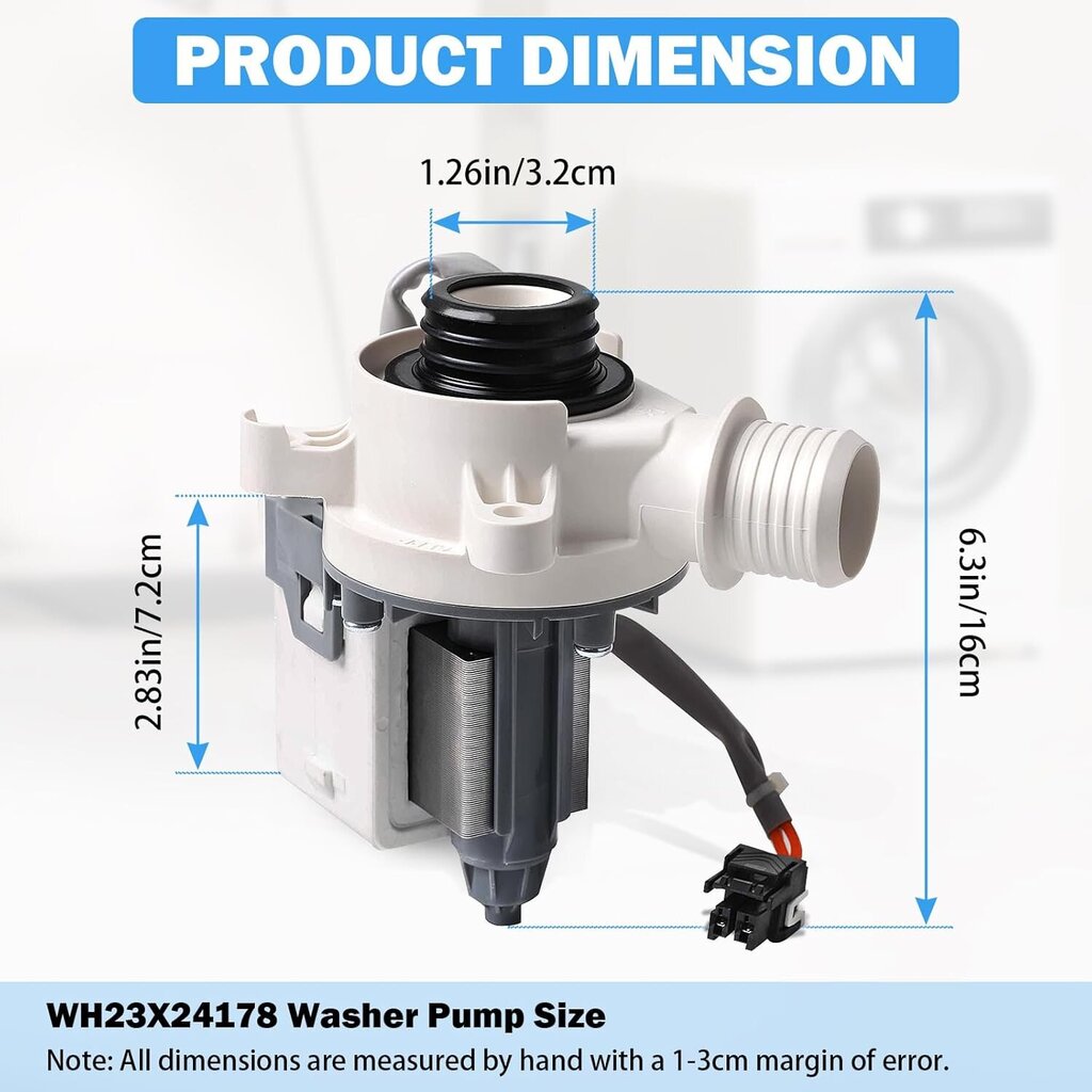 WH23X24178 pesukoneen tyhjennyspumppu yhteensopiva GE- ja Hotpoint-pesukoneiden kanssa, yleiskäyttöiset sähköpesukoneen varaosat GTW, HTW WH23X28418,WH23X27574,B40-3A01,AP688 9136 hinta ja tiedot | Kotitaloustarvikkeet | hobbyhall.fi