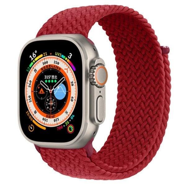 Punottu Solo Loop Apple Watch -ranneke 40 mm, 44 mm, 49 mm, 45 mm, 41 mm, 38 mm, 42 mm Elastisen iWatch-sarjan 9, 8, 7, se, Ultra 2 -hihnan koko S hinta ja tiedot | Älykellojen ja aktiivisuusrannekkeiden lisätarvikkeet | hobbyhall.fi