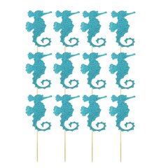 12 Kpl Sea Horse -Kakunpäälliset Funny Picks Paper Cupcake -Sisustusjuhlatarvikkeet Syntymäpäiväjuhliin hinta ja tiedot | Juhlakoristeet | hobbyhall.fi