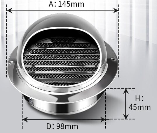 V2A ruostumattomasta teräksestä valmistettu ilmanotto 100 mm sää- ja hyönteissuojalla, hopea hinta ja tiedot | Kytkimet ja pistorasiat | hobbyhall.fi