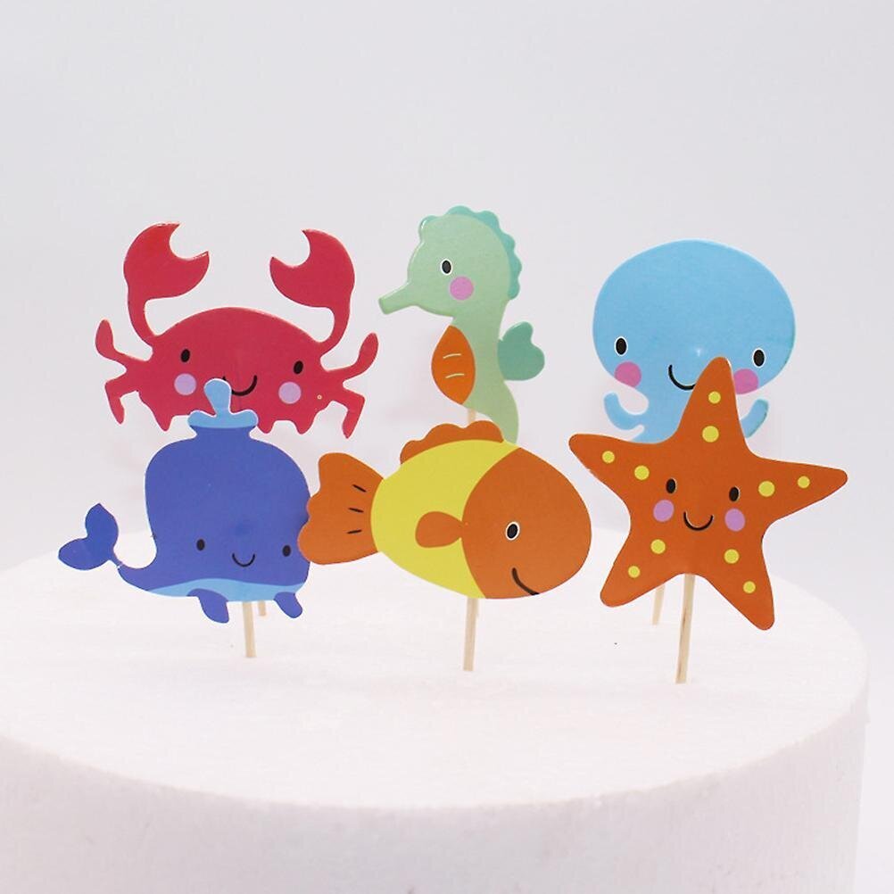 24 Kpl Baby Decor Cupcake Topping Kalakakku Syntymäpäiväkakku Cupcake Picks Koriste Kids hinta ja tiedot | Juhlakoristeet | hobbyhall.fi