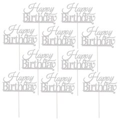 10 Kpl Happy Birthday Cake Topper Kakkukoristeet Juhlatarvikkeet (Hopea) hinta ja tiedot | Juhlakoristeet | hobbyhall.fi